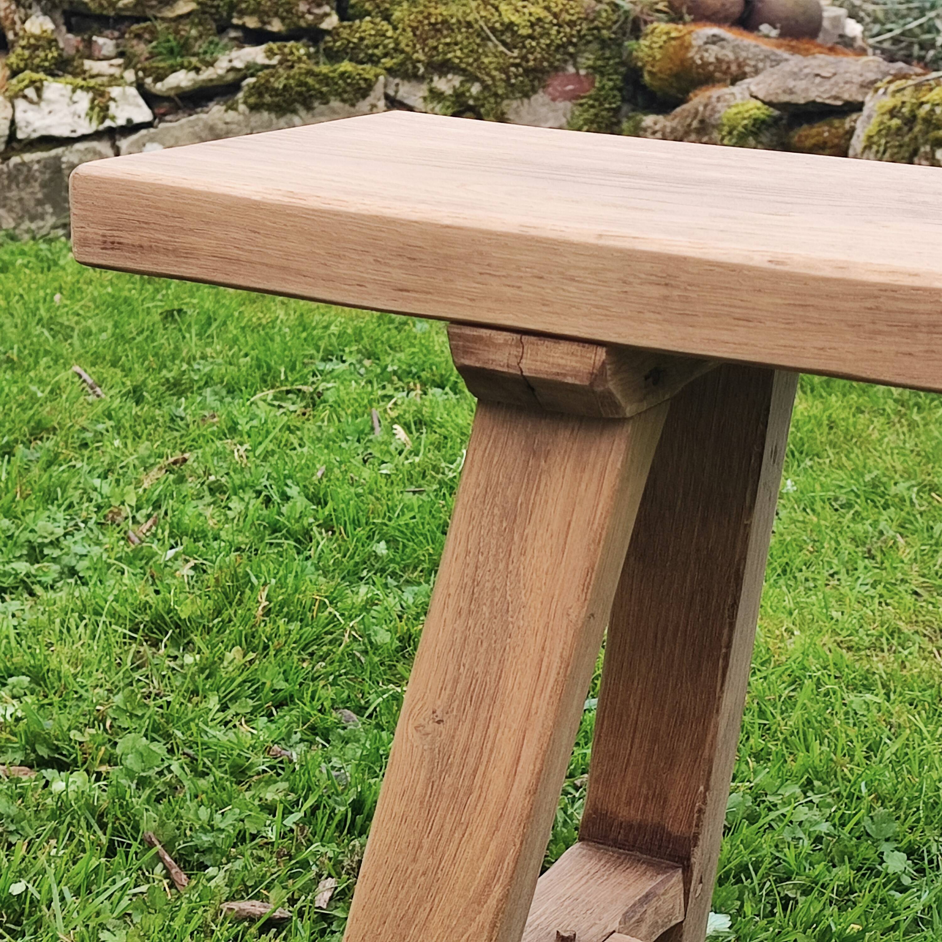 Solid oak farm bench