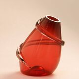 "Drop Big Spiral" vase in red glass - Sem Schanzer (as l'Anverre)