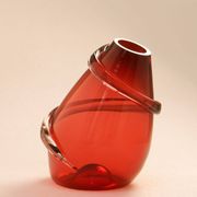 "Drop Big Spiral" vase in red glass - Sem Schanzer (as l'Anverre)
