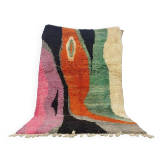 Handmade natural wool Berber rug with colourful patterns 1.5/2.5 m