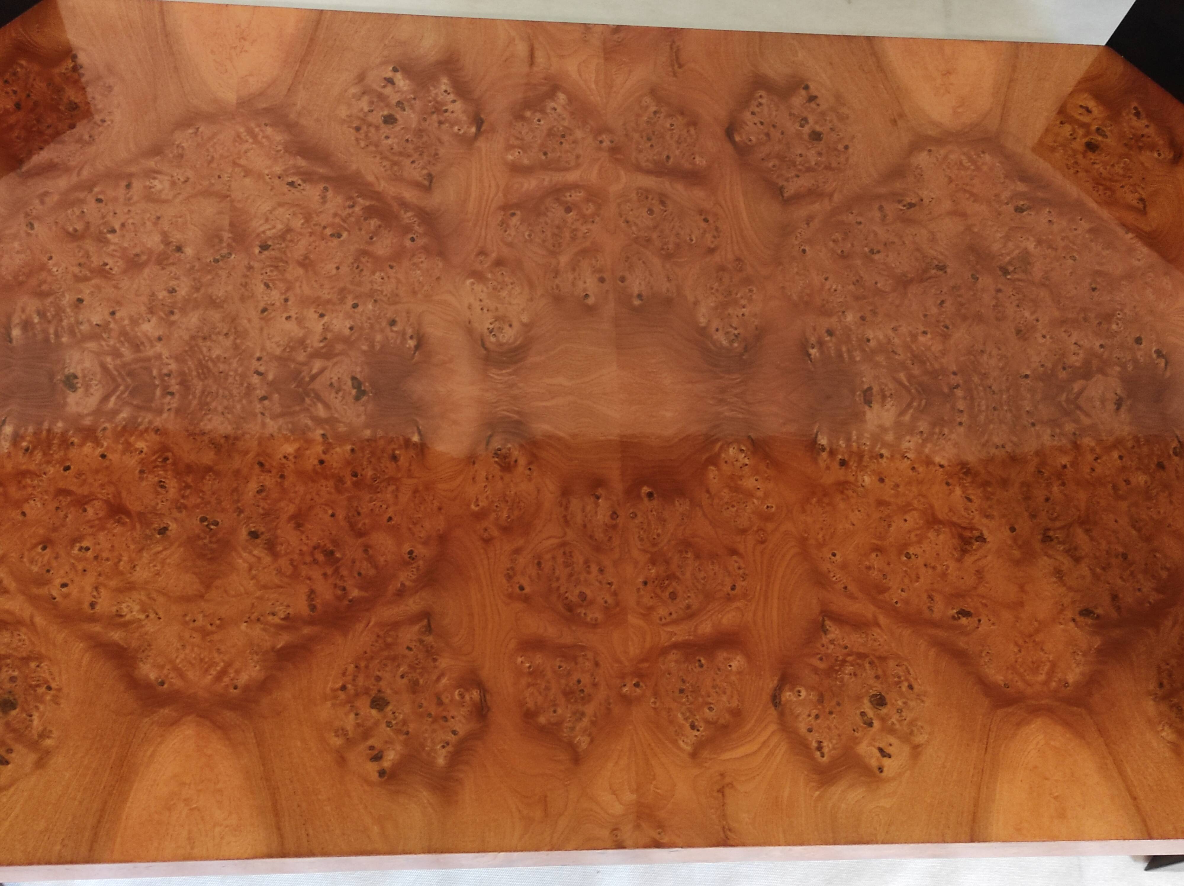 Elm magnifying glass low table circa 1980