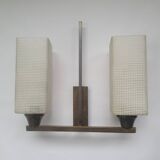 Art Deco two-light wall light in brass with square glasses
