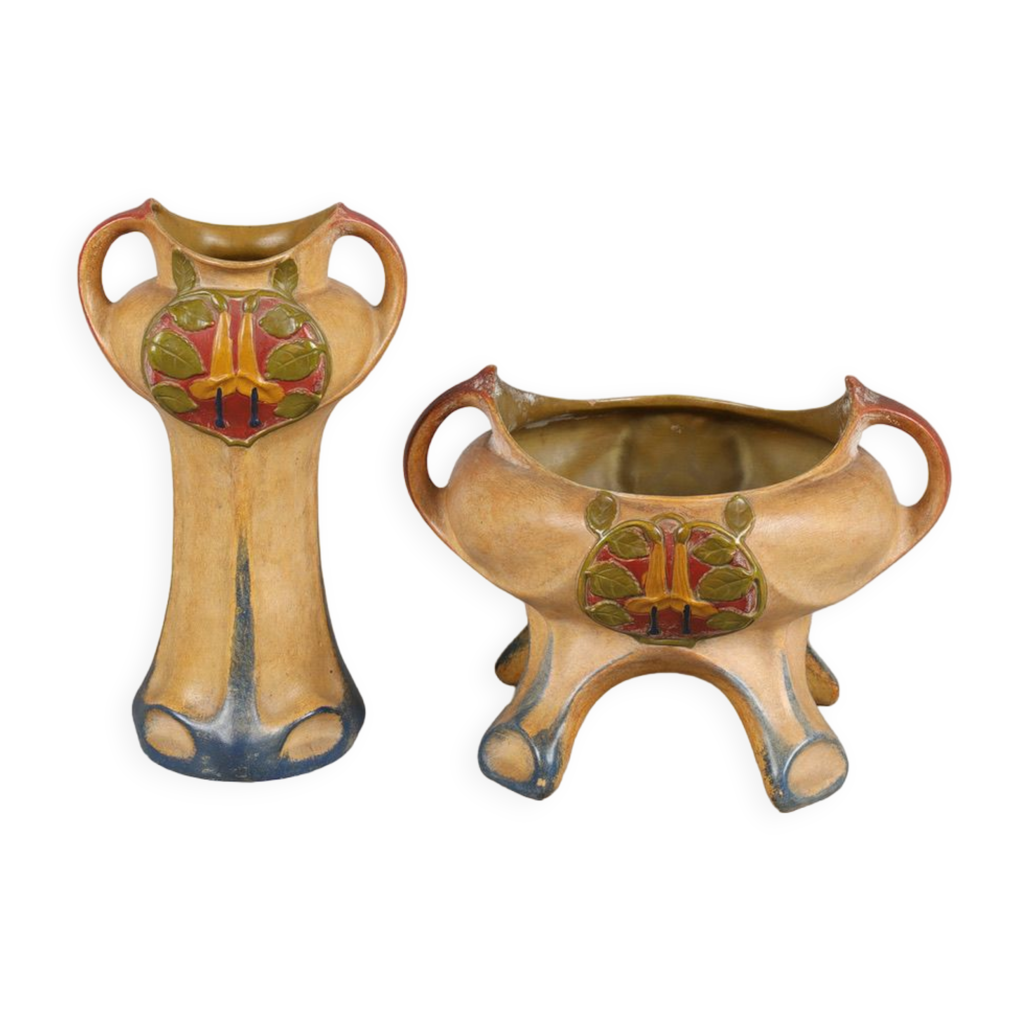 Set vase cup julius dressler ceramic art nouveau austria