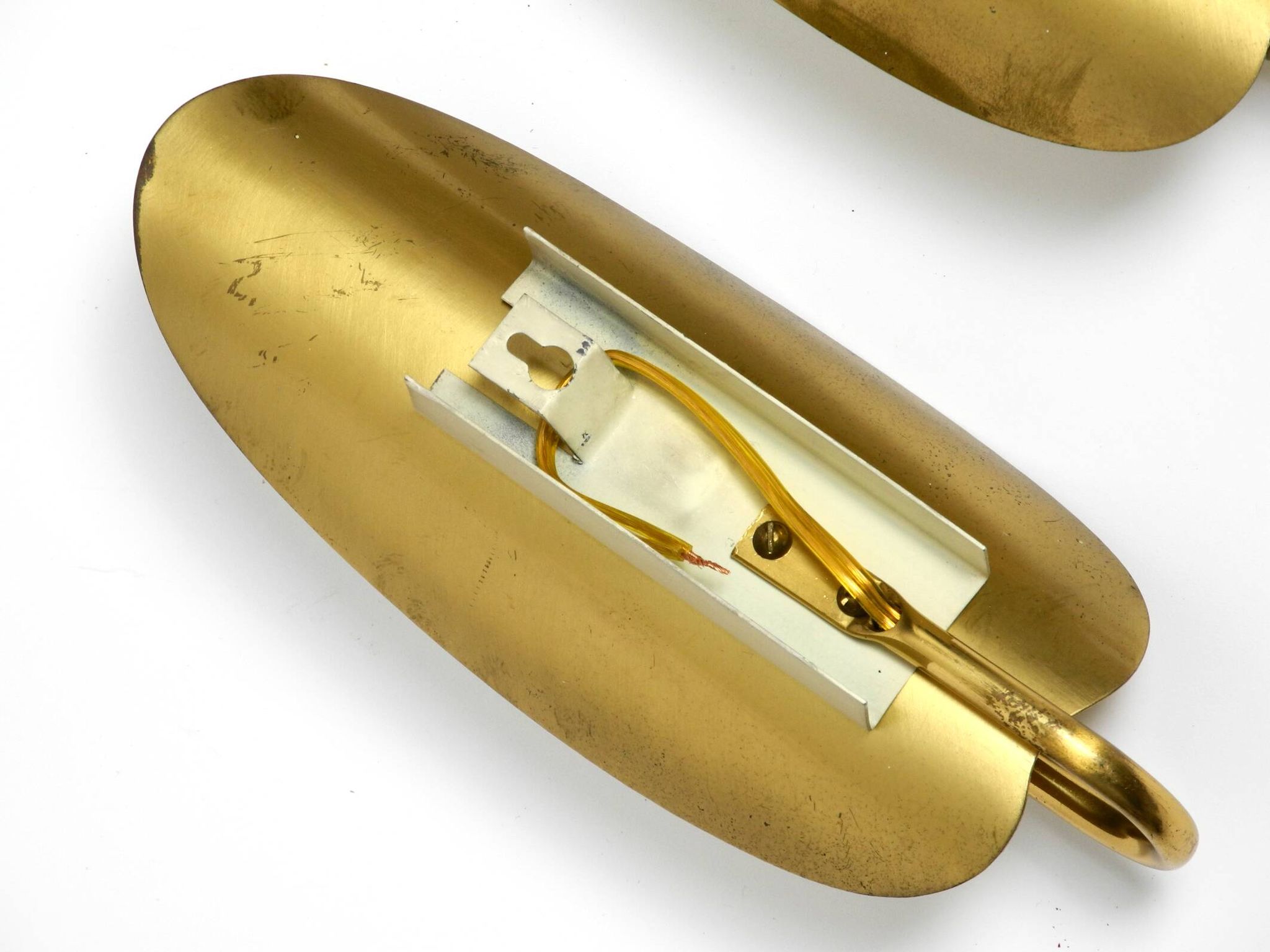 Two magical original Mid Century Modern bag brass wall lamps