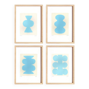 Collection de 4 peintures - bleu ciel