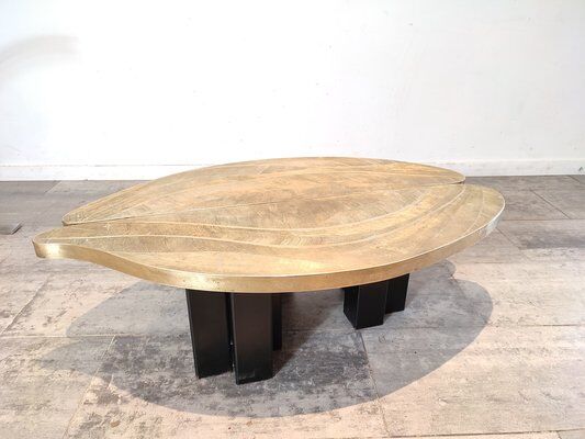 Engraved brass coffee table
