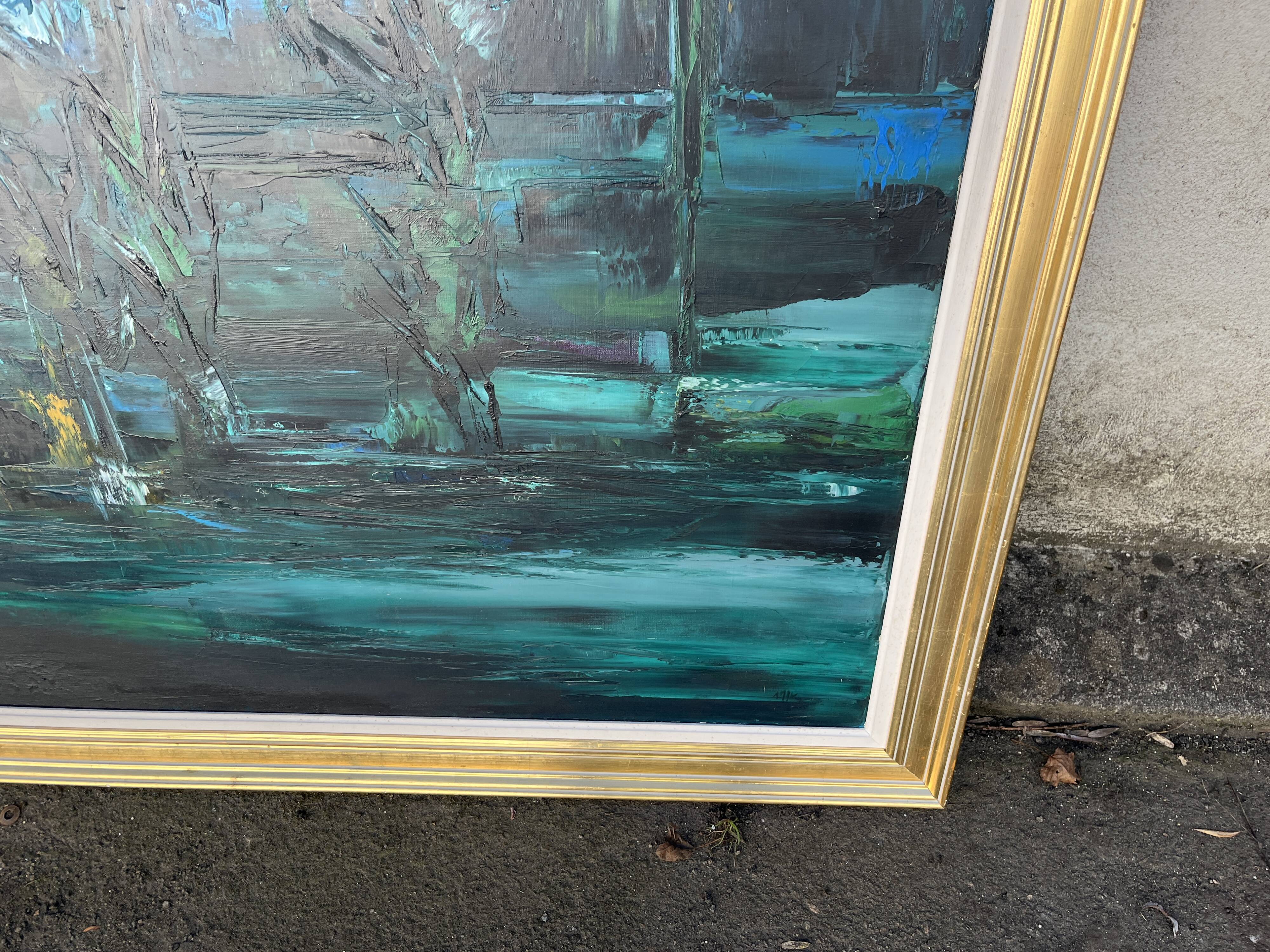 Painting by Marc-Jean Couvert - Blue abstract composition