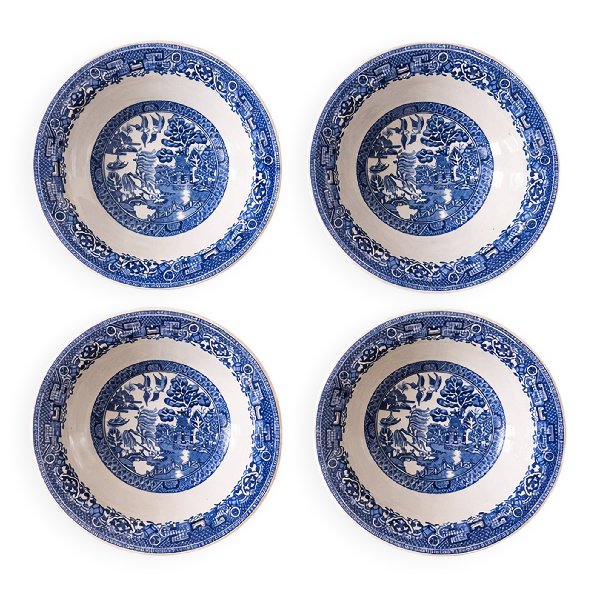 Set of 4 vintage Willow bowls – Woods & Sons England (1920–1950)