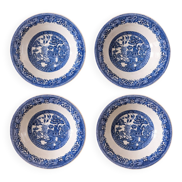 Lot de 4 bols vintage Willow – Woods & Sons England (1920–1950)