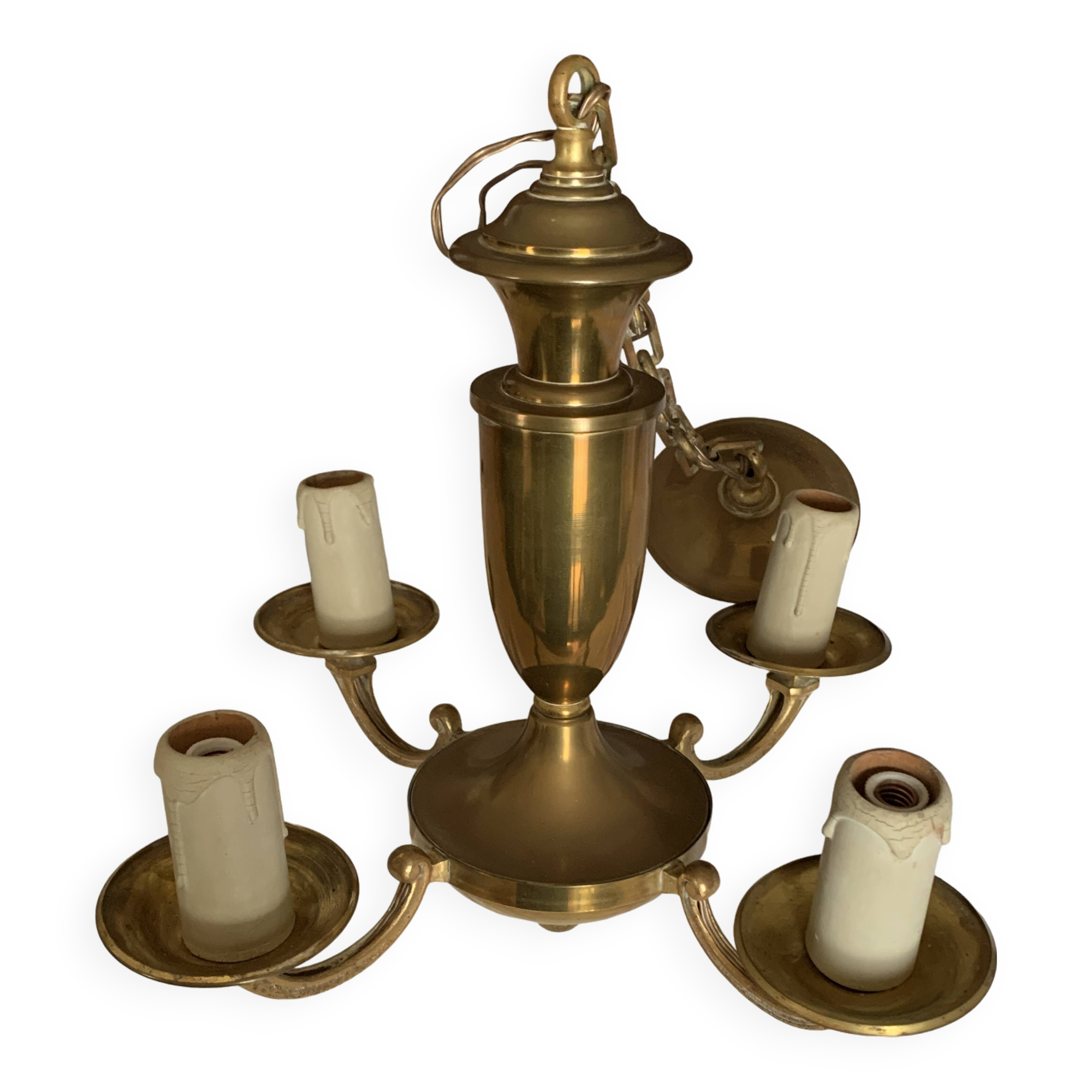 Lustre en bronze poli 4 branches