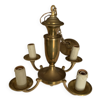 Lustre en bronze poli 4 branches