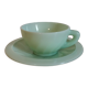 Cup and under cup coffee vintage opaline pastel green vintage dulcine