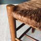 Low rustic ladder back dining chairs in oak and rush, Belgium, 1950s, set of 6.