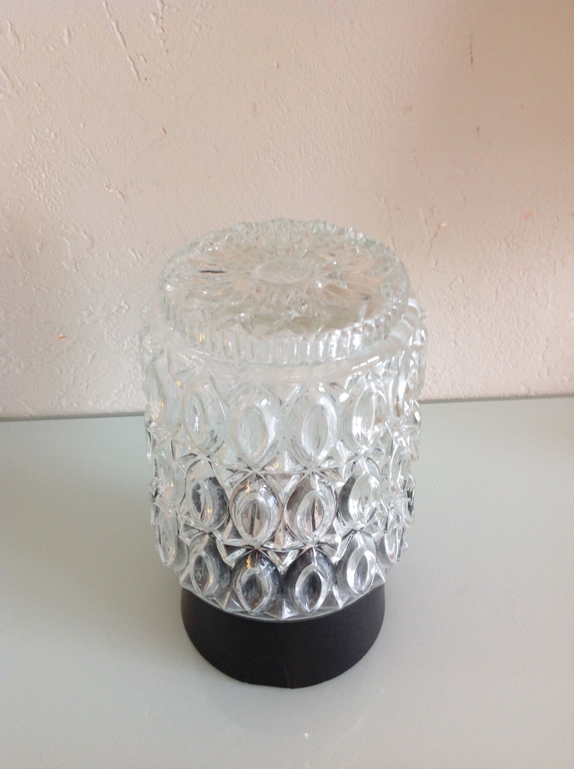 Glass ceiling light structured by RZB Leuchten, vintage 60/70s