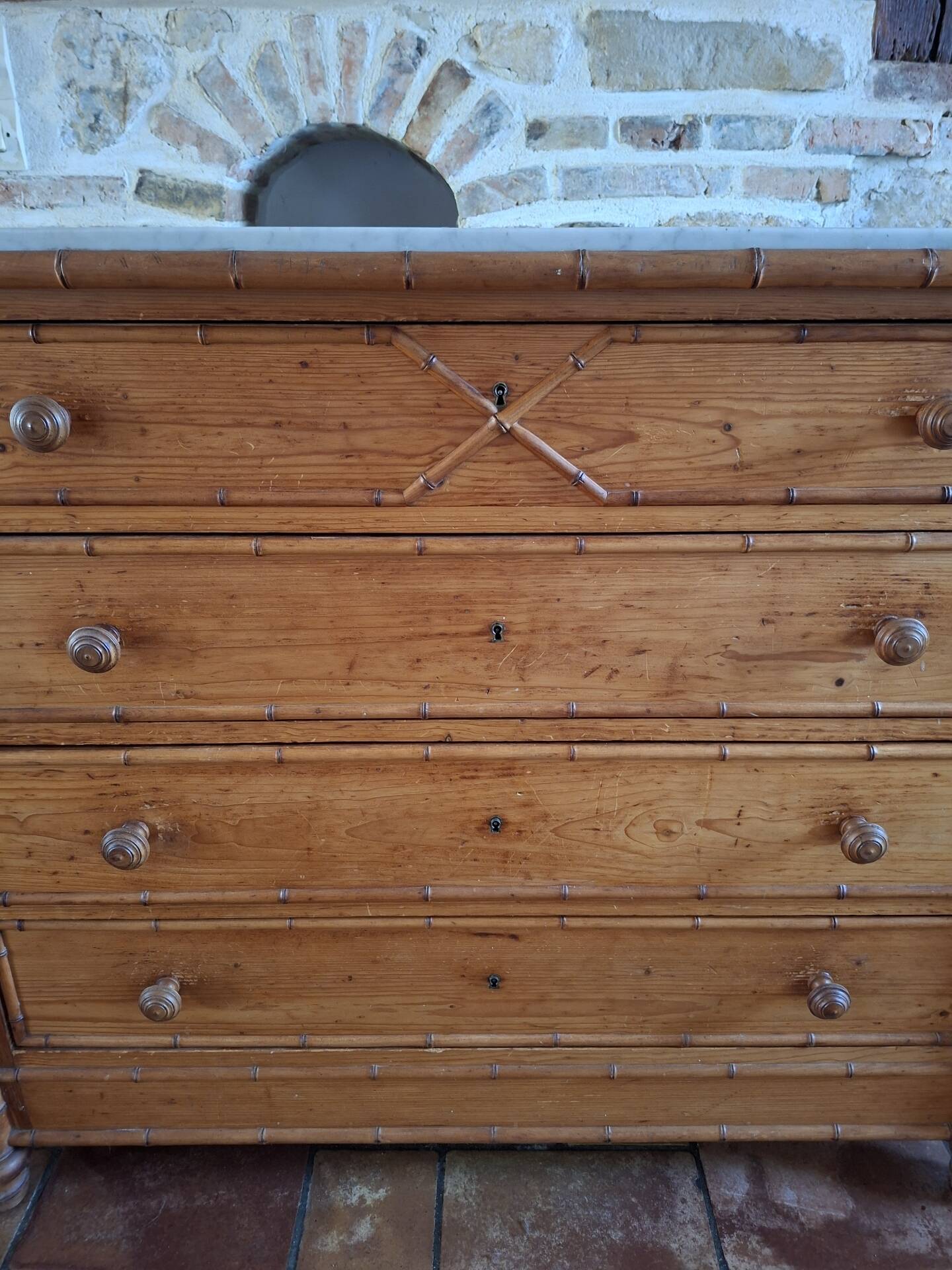 1920 faux bamboo chest of drawers