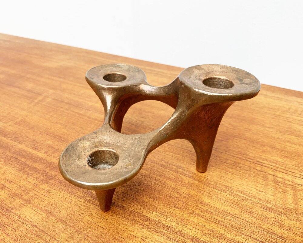 Vintage German brutalist metal candlestick by Harjes.