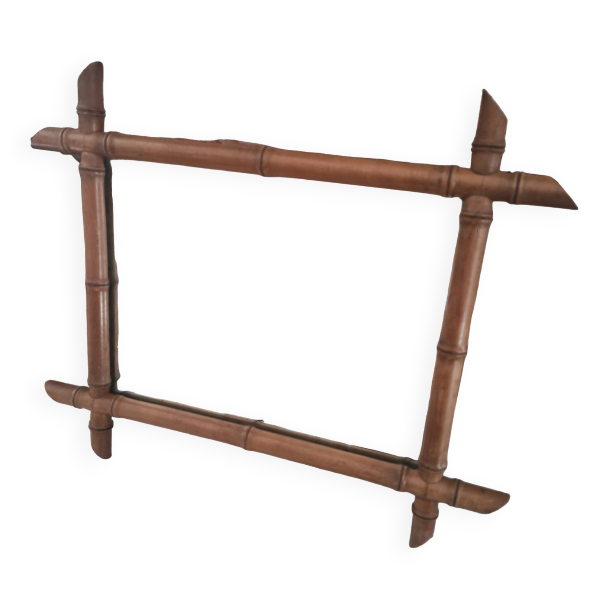 Miroir vintage en bois tourné façon bambou