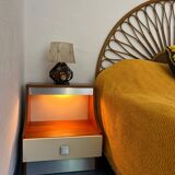 Duo of illuminated bedside tables from the 1970s