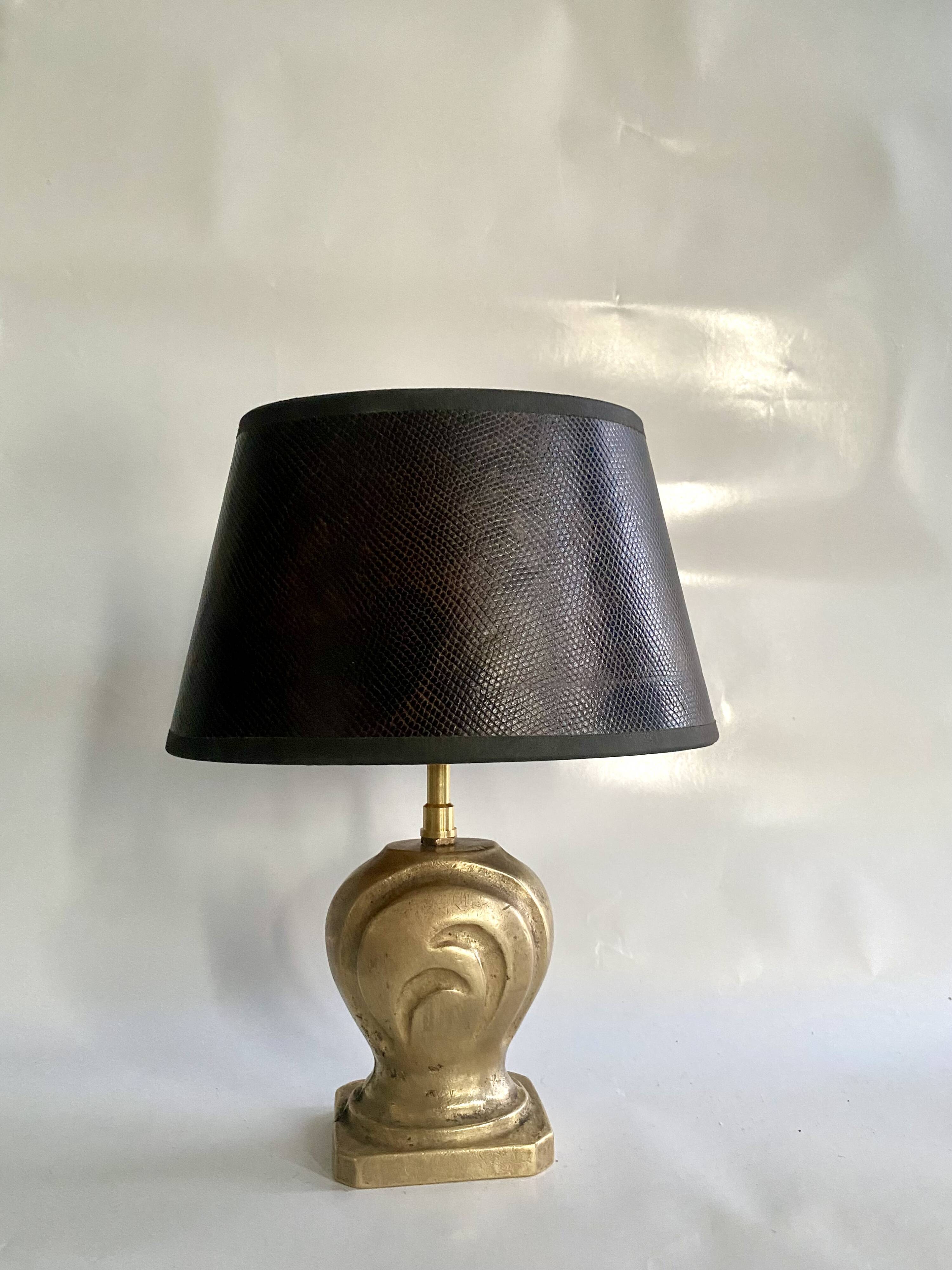 Bronze lamp, 2M fabric cable, sewn lampshade.