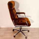 3 brown velvet armchairs