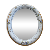 Miroir ovale vintage en faïence émaillée
