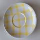 4 cups, 2 under cups yellow and white tea towel pattern
