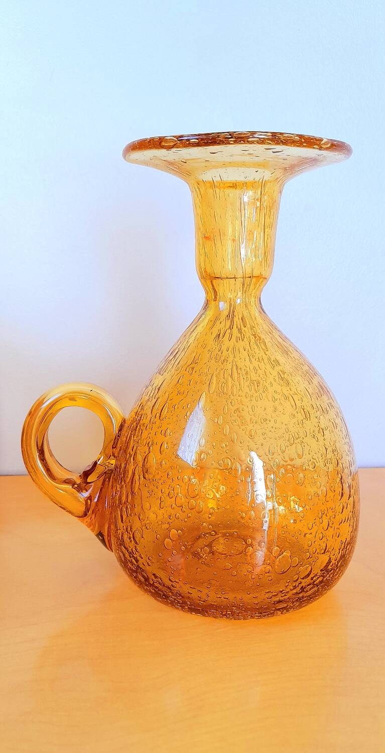 Riom bubble blown glass candle holder, 1960