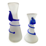 Duo of vintage soliflores vases in glass paste
