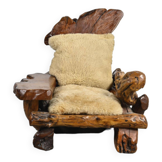 Large root armchair, circa 1970