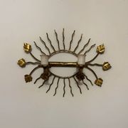 Applique soleil feuillage dorée années 60