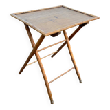 Table ancienne pliable en bois effet bambou desserte vintage