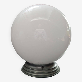 Ancien grosse applique plafonnier art deco 1930 globe boule abat jour opaline blanc Ø 25 cm