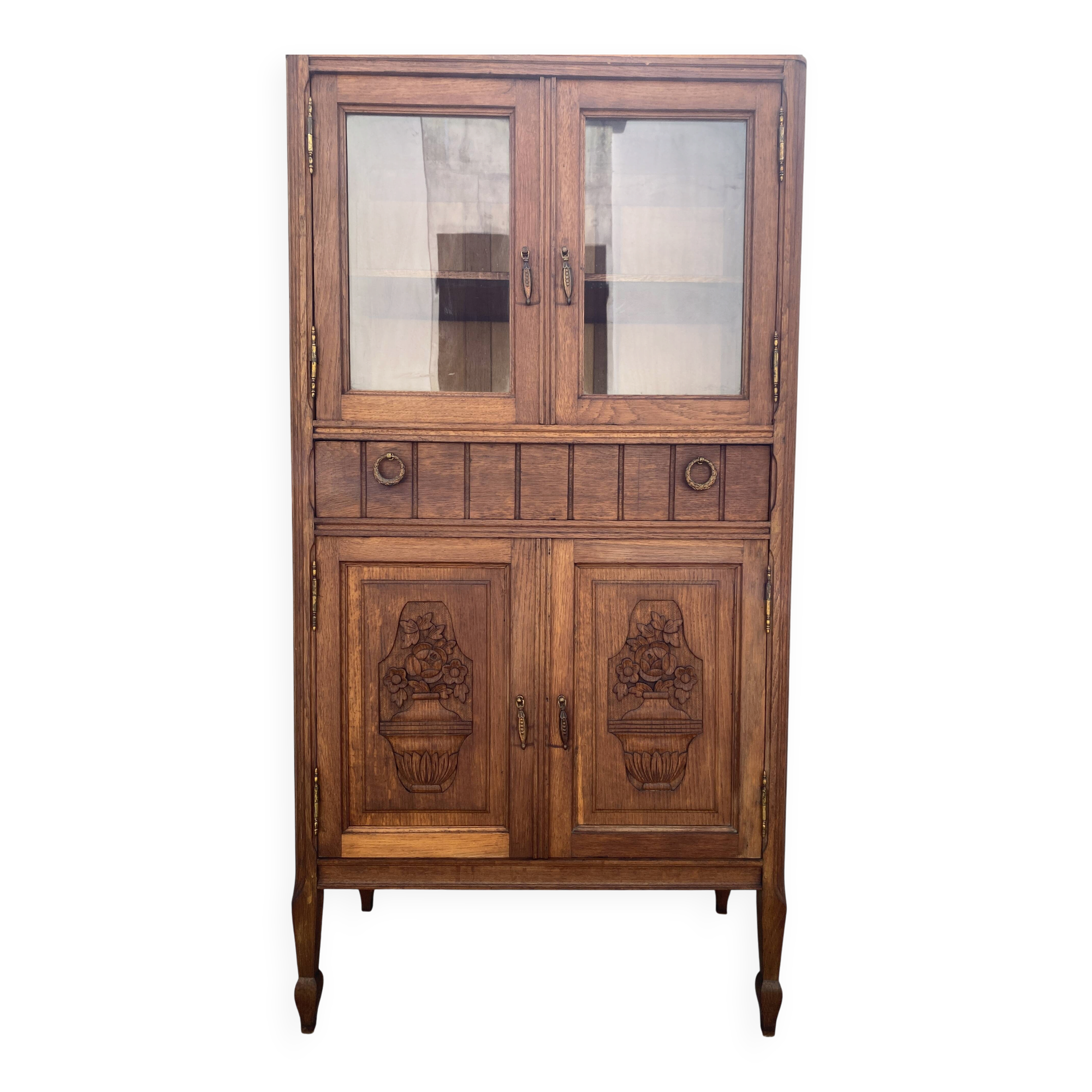 Old small glass display cabinet from the early 20th century.