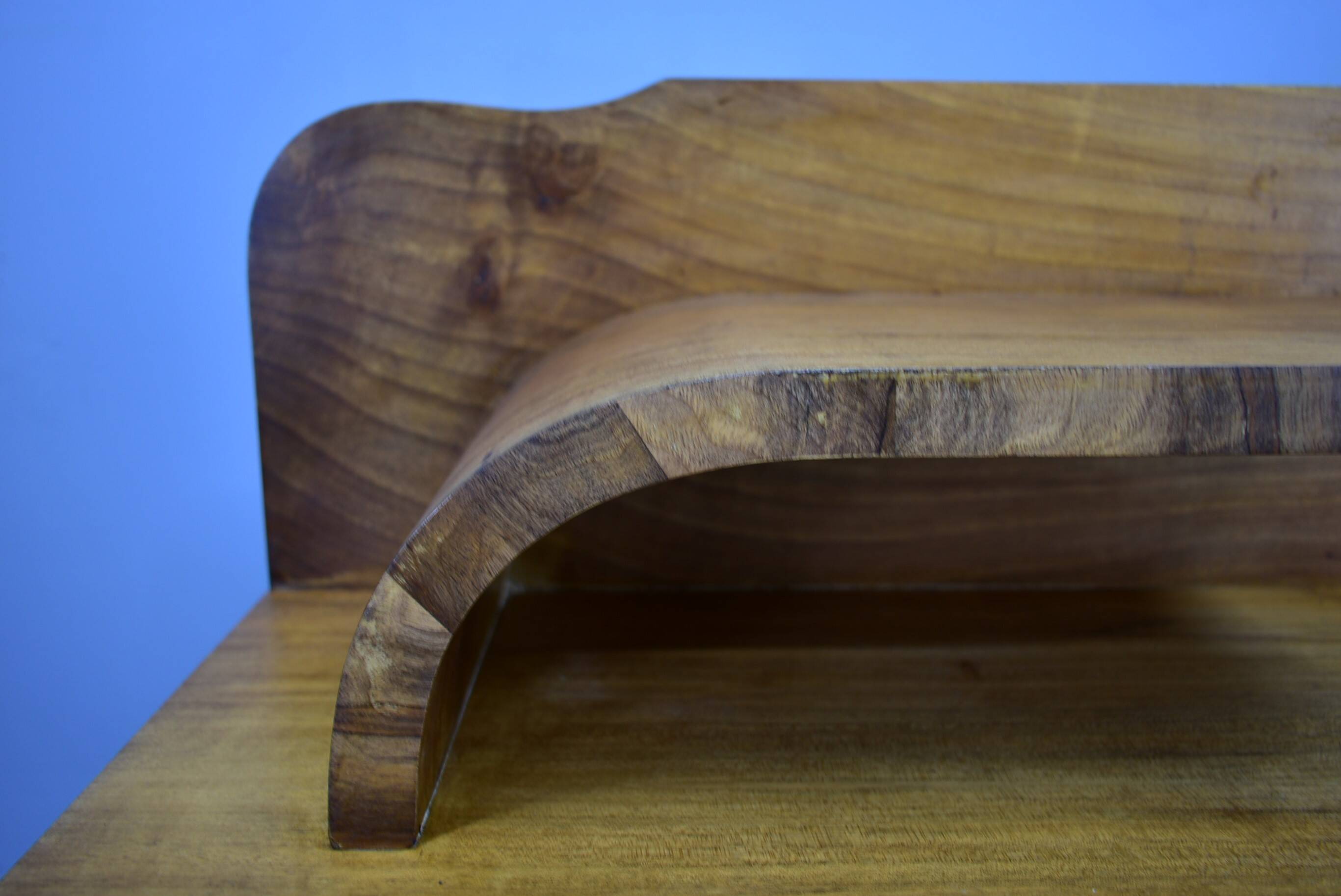 1930s Art Deco nightstands in walnut finish, Czechoslovakia