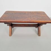 Brutalist Oak Cross Leg Coffee Table, Spain, 1930s
