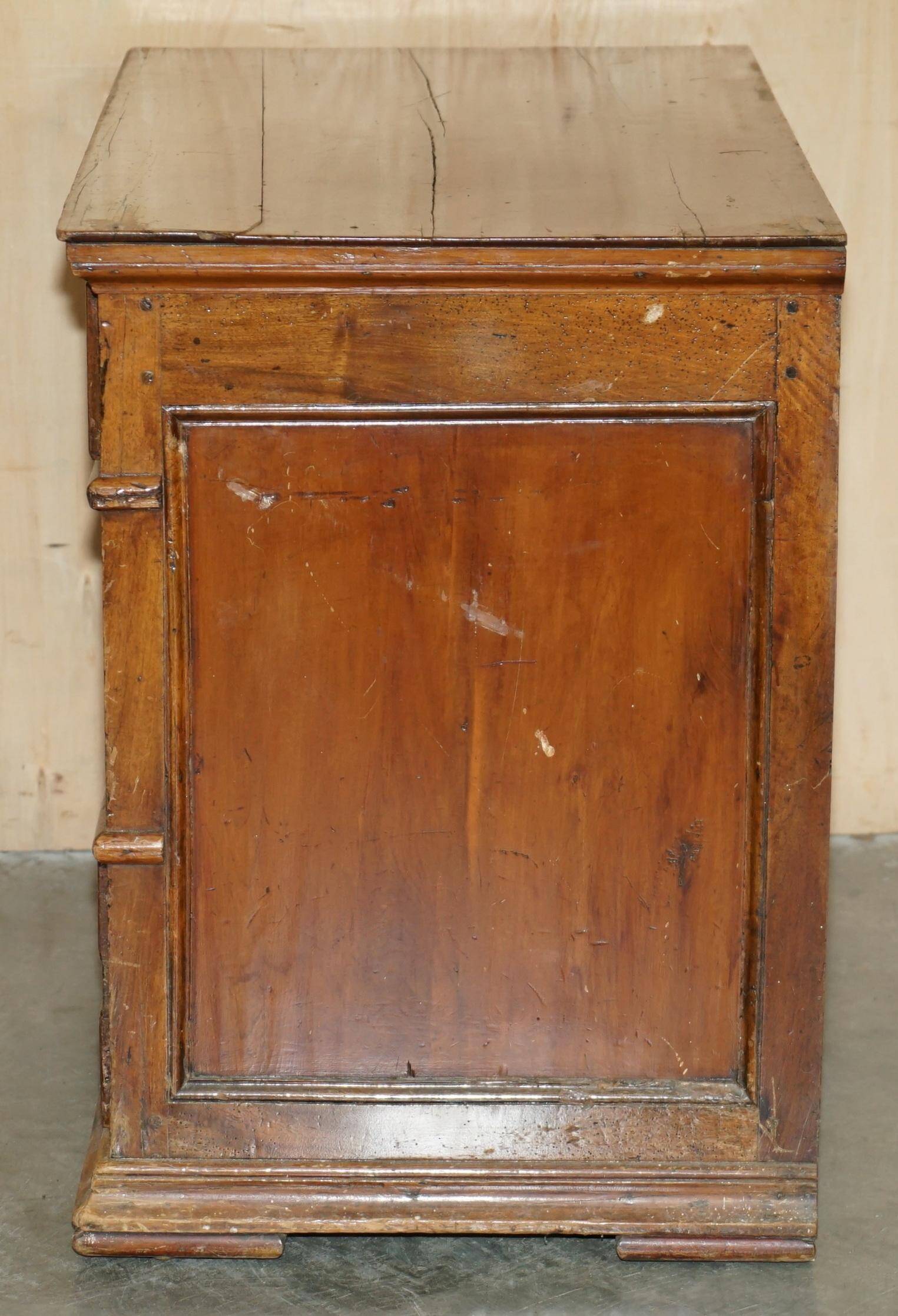 17th Century Antique Oak Commode with Two Rows of Drawers