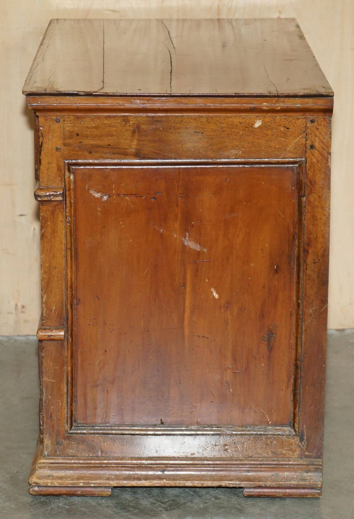 17th Century Antique Oak Commode with Two Rows of Drawers