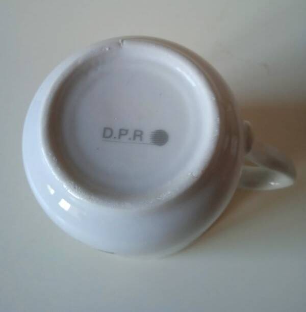 Set of vintage DPR mugs – blue and green floral design – h9 x d7.5 cm
