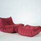 Togo set of chair and pouf in raspberry velvet