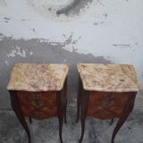 Pair of Louis XV style bedside tables in Marquetry