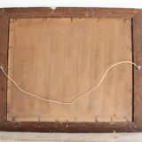 Oil on hardboard "Two workers at the press" post-impressionist painting