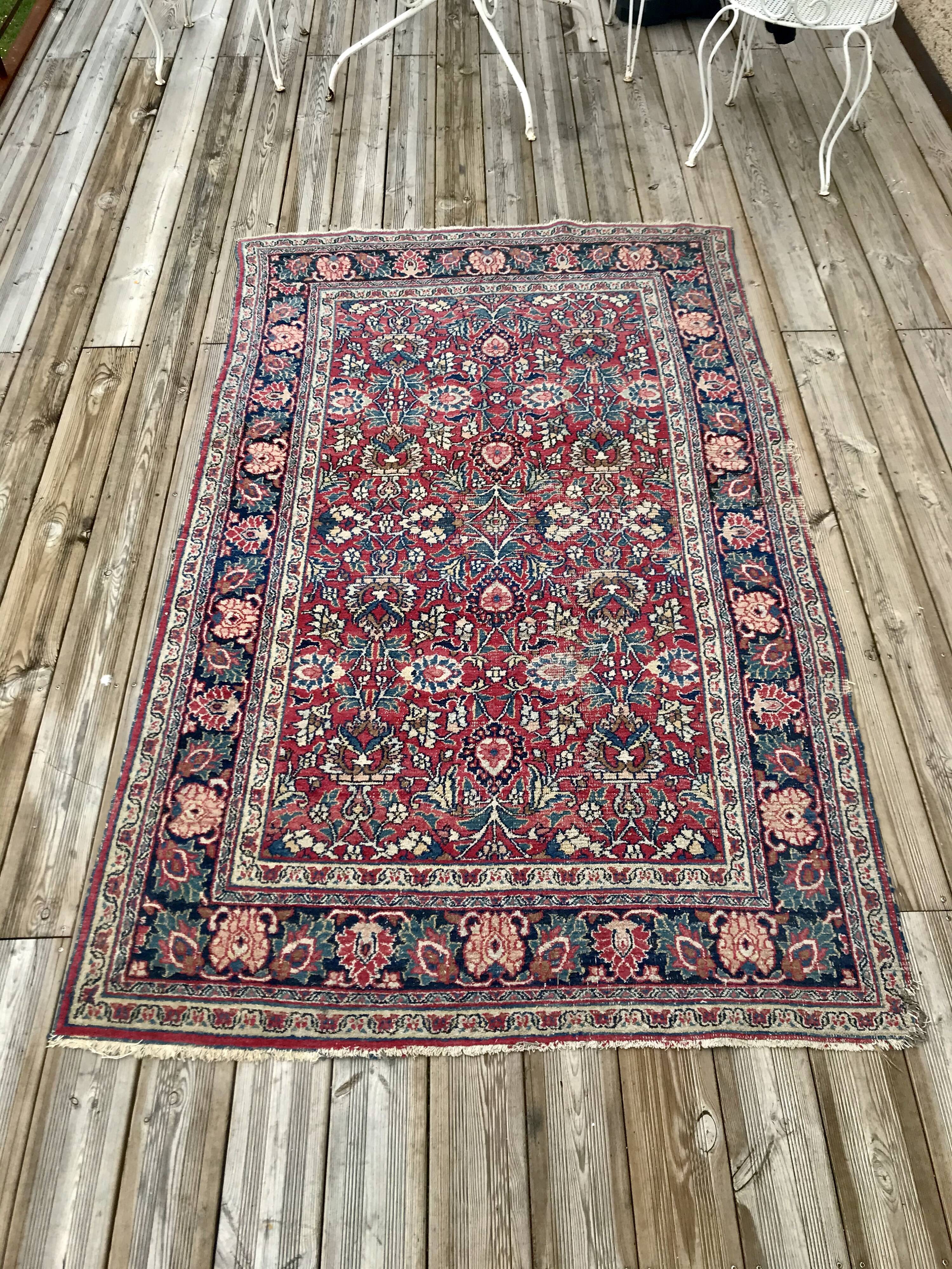 Ancient Iranian wool carpet 213x130cm