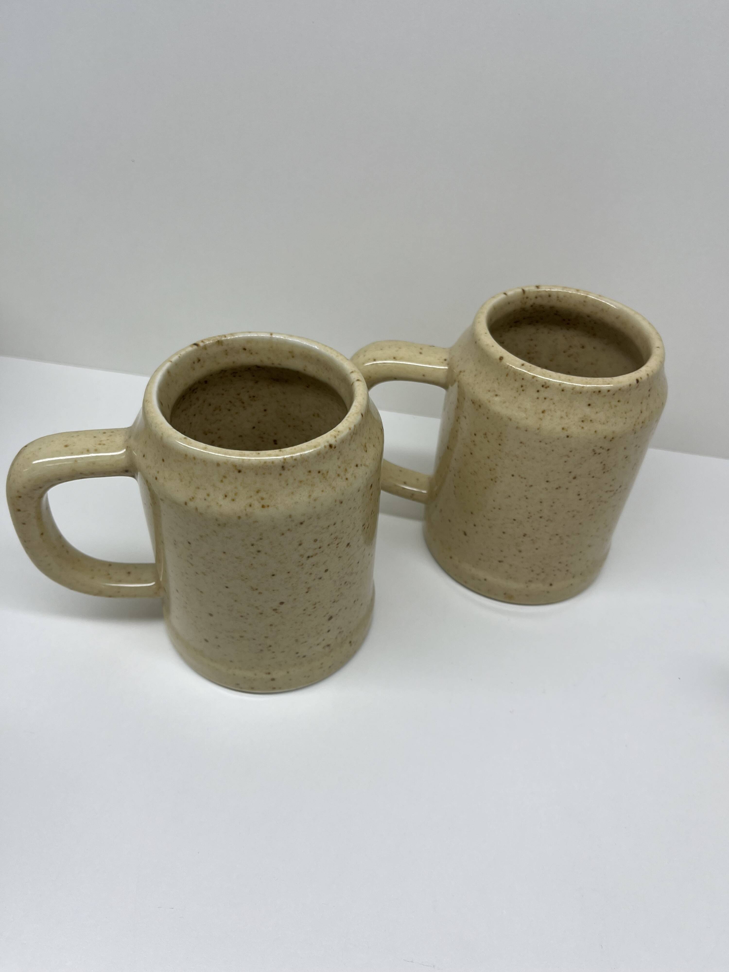 6 stoneware beer mugs