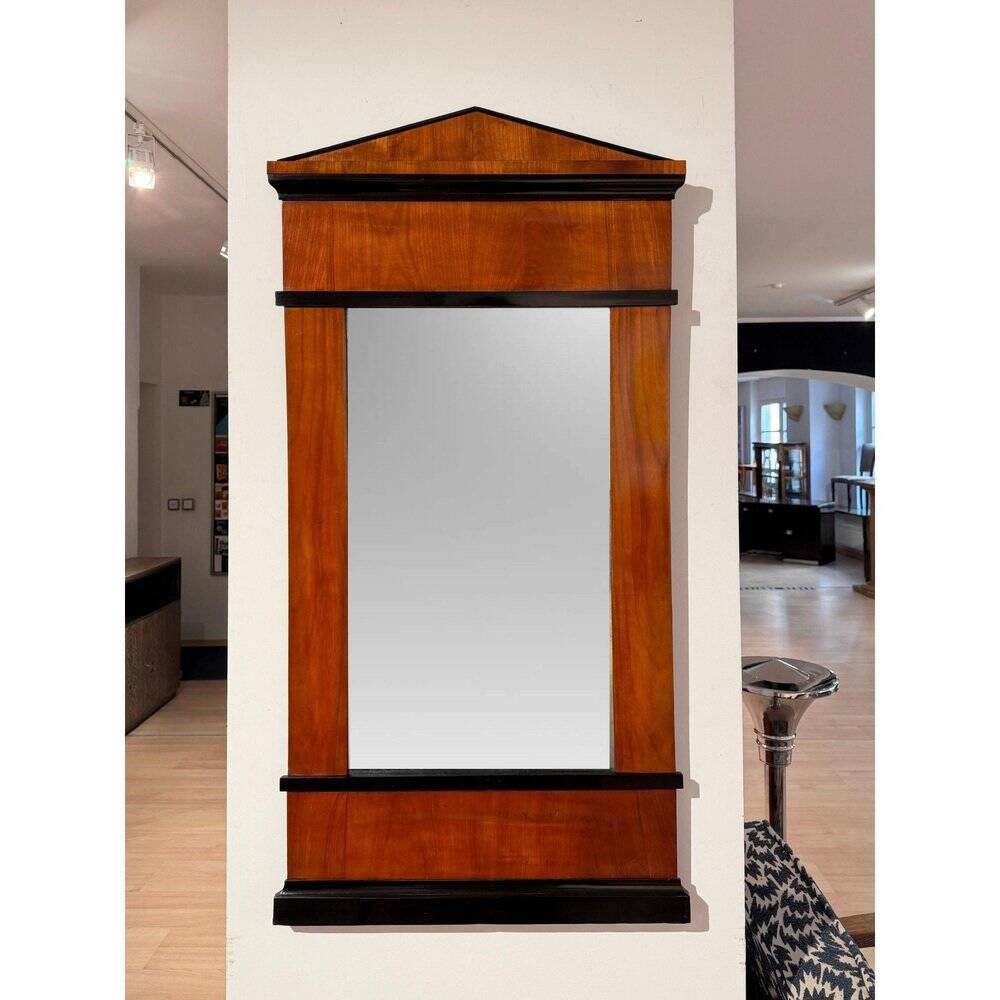 Biedermeier wall mirror with ebonised cherry veneer, South Germany, 1820
