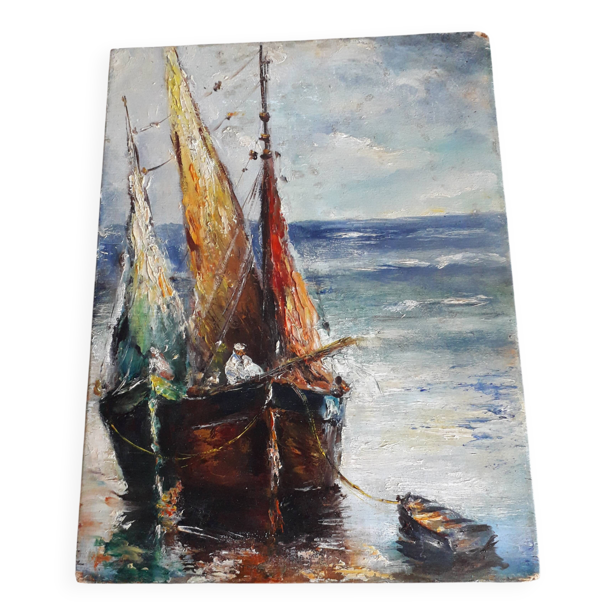 Tableau ancien représentant une marine