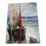 Tableau ancien représentant une marine