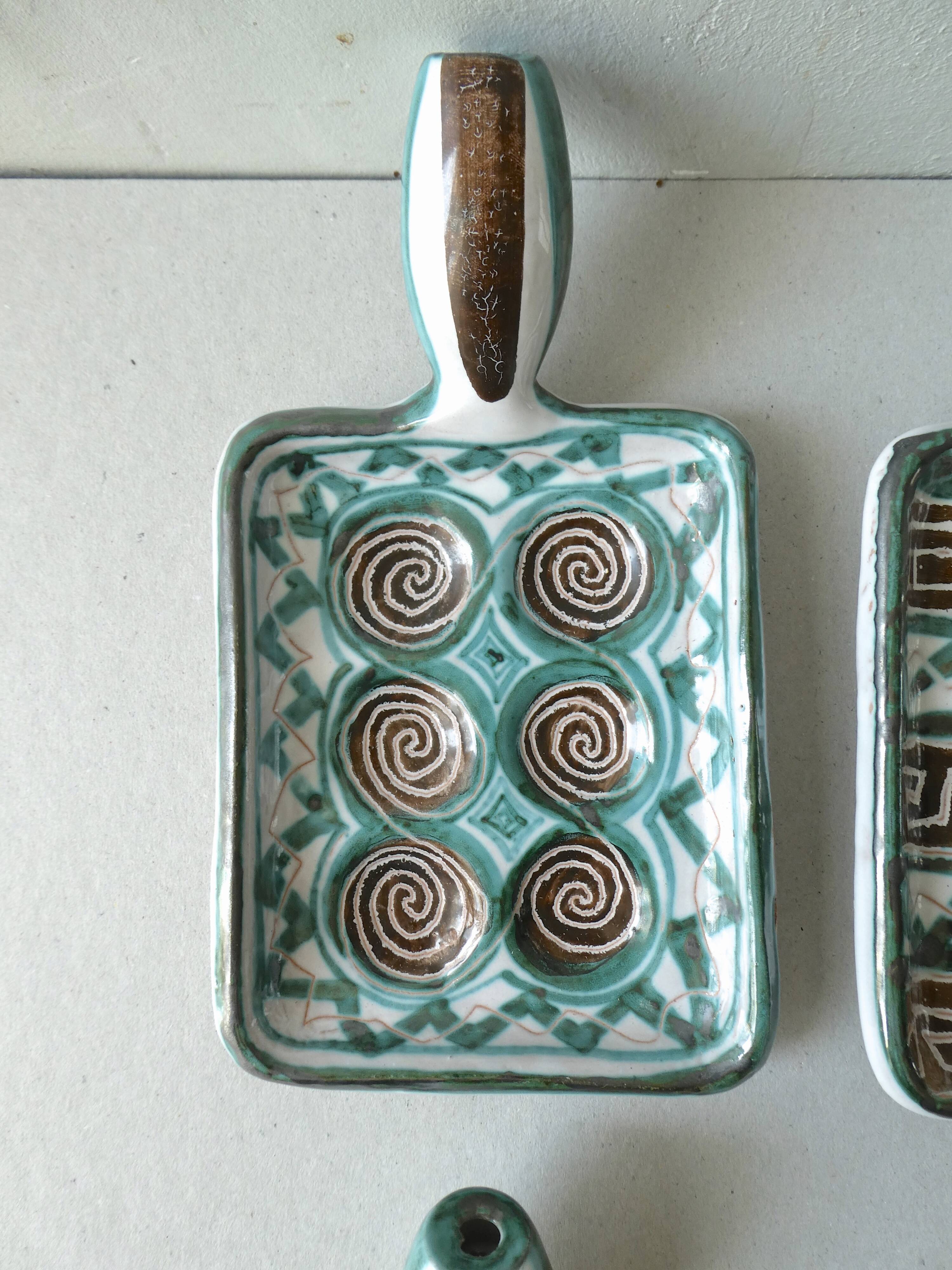 Set of 4 ceramic cups Picault, Vallauris