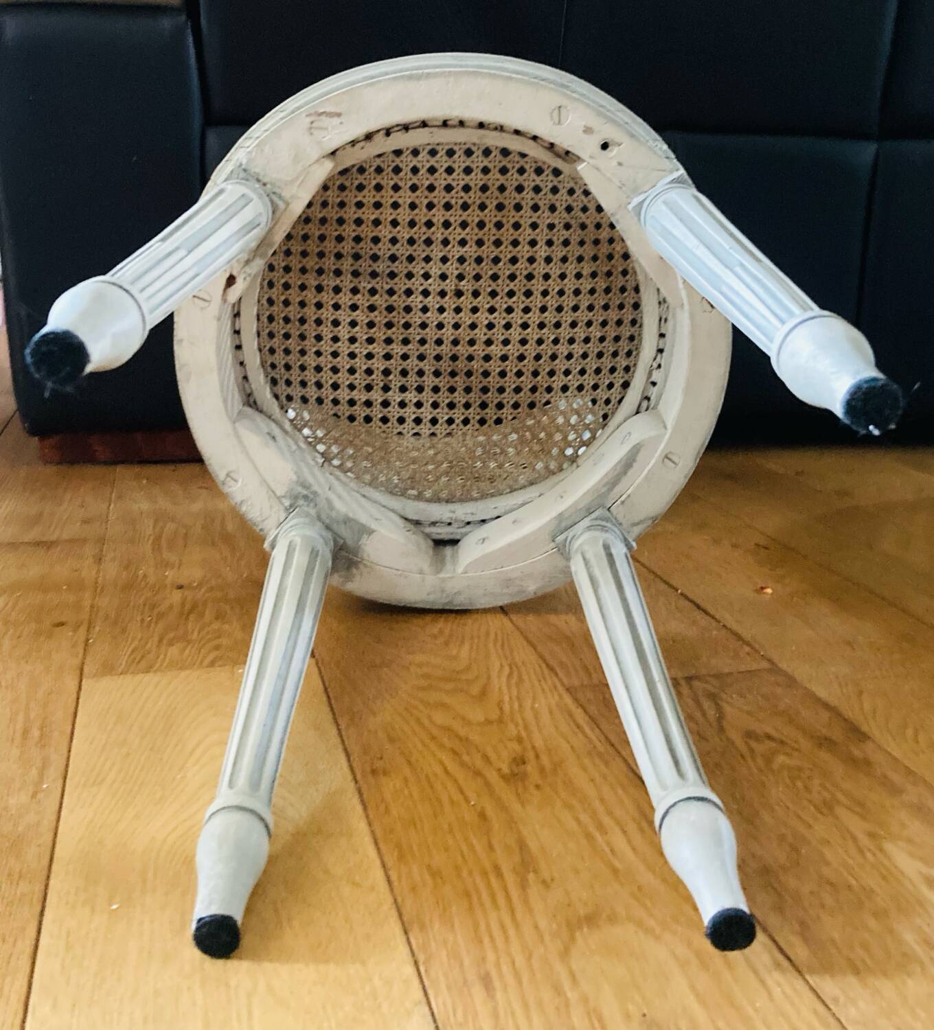 Pair of Louis XVI chairs from the late 19th century with checkerboard caning