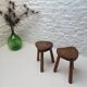 Pair of tripod stools in vintage 50s/60s brutalist elm.