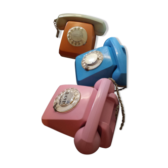 Lot 03 vintage phones , pink, orange, blue